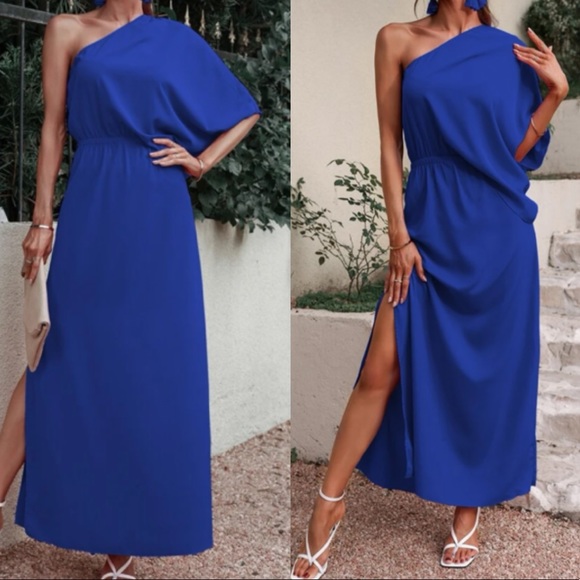Boho one shoulder slit thigh maxi dress - Picture 12 of 13